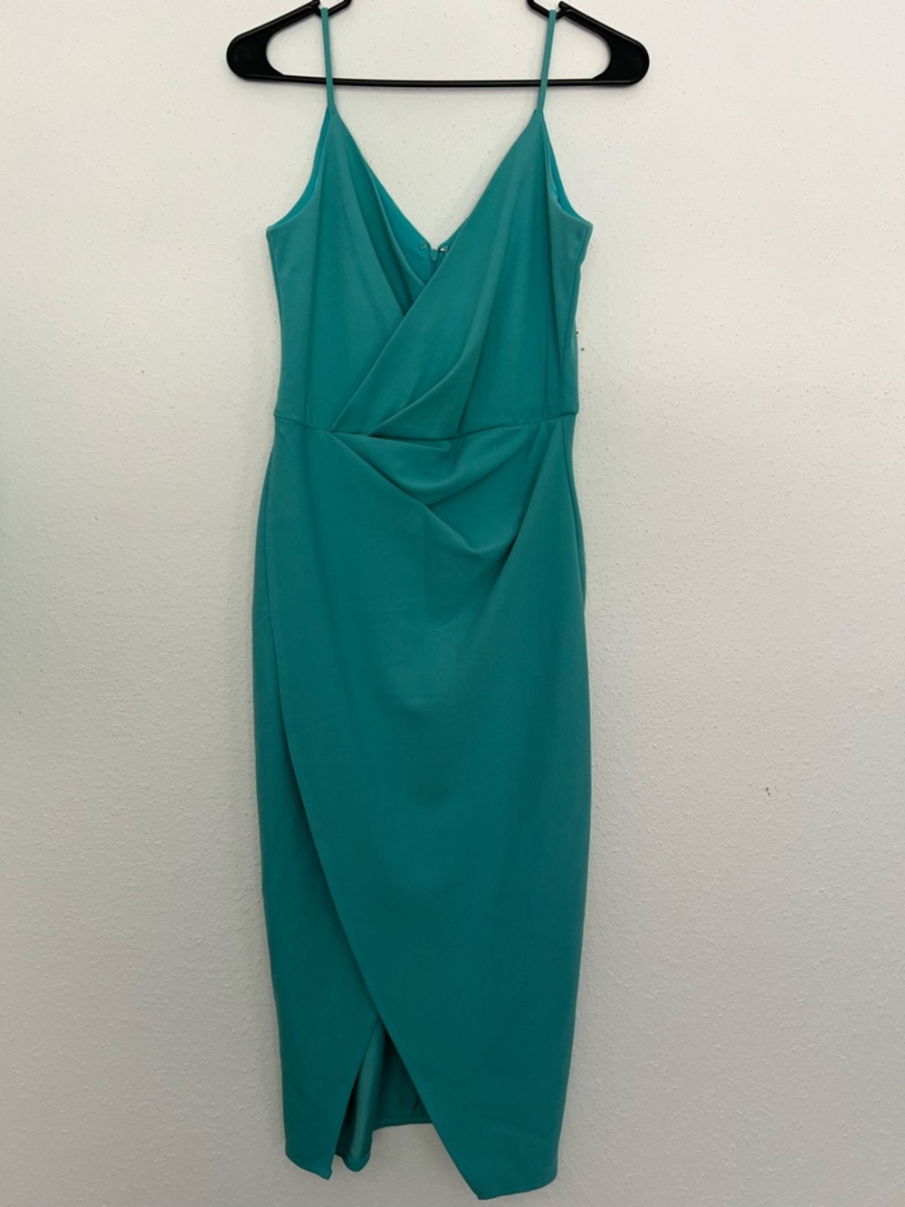 Teal Spaghetti-Strap Wrap Midi Dress - Women